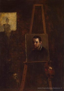 Autoportrait sur un chevalet dans un atelier