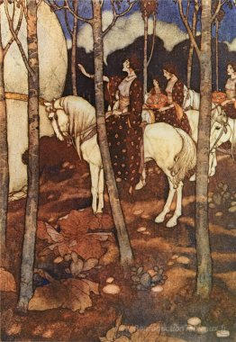 Nuits arabes, jeunes filles sur des chevaux blancs