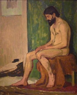 Homme barbu assis