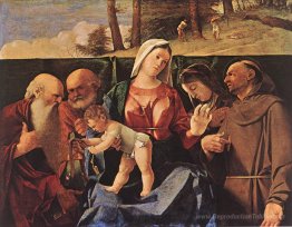 Vierge et enfant avec les saints Jerome, Peter, Clare et Francis