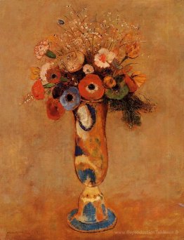 Fleurs sauvages dans un vase à long cou long
