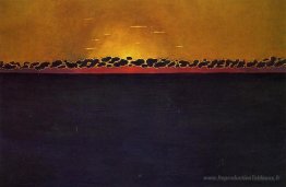 Coucher de soleil, marée haute hauteur bleu gris