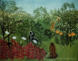 Forêt tropicale avec singes et serpent