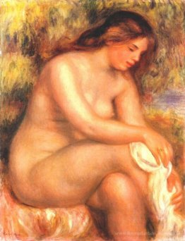 Bather séchant sa jambe