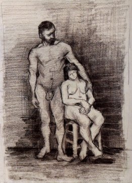 Nudes féminines masculines et assises debout