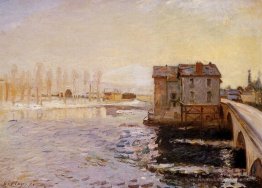 Le pont Moret et les moulins sous la neige
