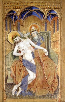 Holy Trinity Gold, Silver and Silk Embroidery, Pearls, Glass Wad