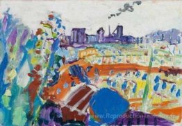 Paysage d'été avec des travaux de gaz Schlieren