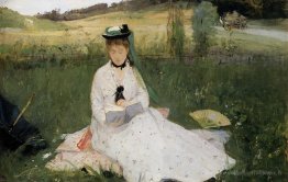 Lire avec parapluie vert