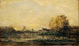 La tourbière au coucher du soleil