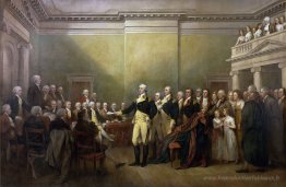 Le général George Washington démissionnant de sa commission