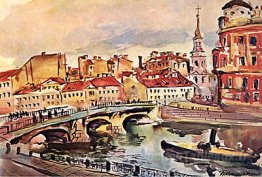 Leningrad. Pont de Belinsky. Église Saint Simeon et Anna.