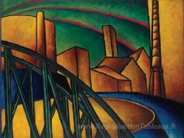 Paysage avec pont à Óbuda Hajógyár