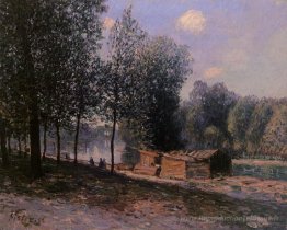 Cabins au bord de la rivière Ling, matin