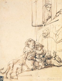 Une femme avec un enfant effrayé par un chien