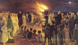 Feu de joie St John's Eve sur la plage de Skagen