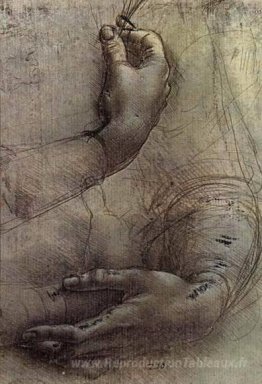 Étude des armes et des mains, un croquis de Da Vinci populaireme