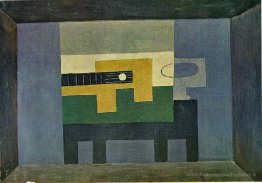 Guitare et cruche sur une table