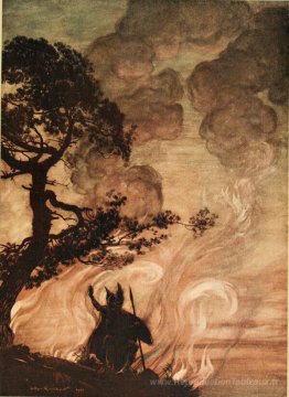 Alors qu'il s'éloigne lentement, Wotan se retourne et regarde av