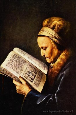 Portrait d'une vieille femme lisant