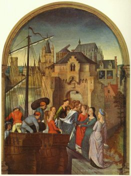 St. Ursula et ses compagnons atterrissant à Cologne, du reliquai