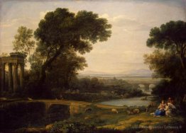 Paysage avec le reste sur le vol en Égypte