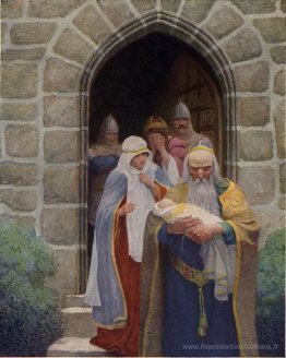 Merlin enlevant le nourrisson Arthur