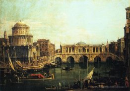 Capriccio du Grand Canal avec un pont de Rialto imaginaire et d'