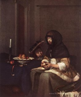 Femme qui épluche de pomme