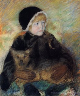 Elsie Cassatt tenant un gros chien