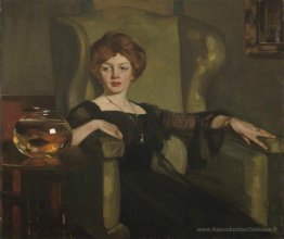 Dame avec poisson rouge