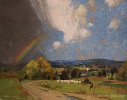 Paysage avec arc-en-ciel