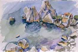 Crimée. Les rochers au bord de la mer.
