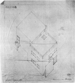 Dessin axonométrique de la maison à Meudon