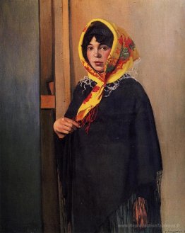 Jeune femme avec une écharpe jaune