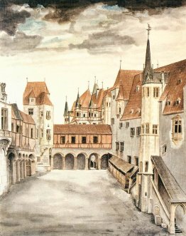 Cour de l'ancien château à Innsbruck avec des nuages