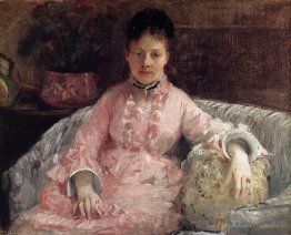Portrait d'une femme en robe rose