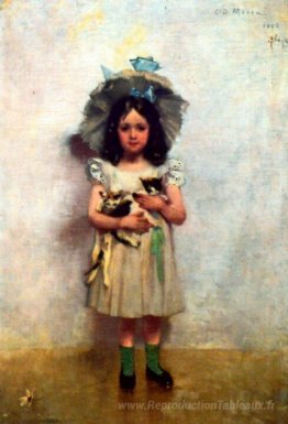 Fille avec des chats