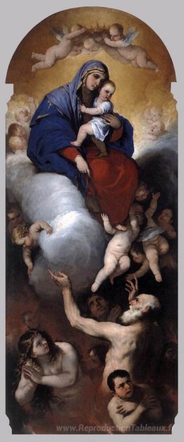 Vierge et enfant avec des âmes en purgatoire