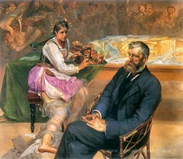 Portrait d'Adam Asnyk avec une muse