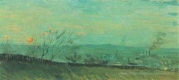 Usines vues d'une colline en clair de lune