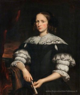 Portrait d'une femme avec un fan