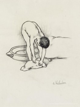 Femme nue, se lavant