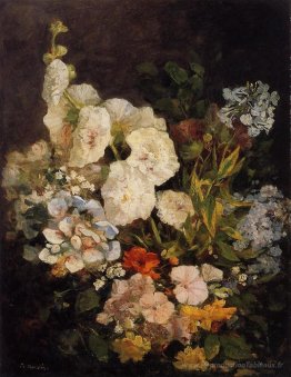 Pulvérisation de fleurs - hollyhocks