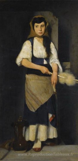 Fille avec affiche et broche