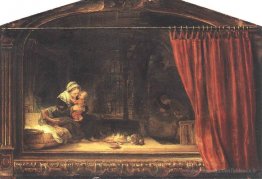 Sainte Famille avec un rideau