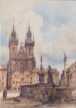 Vue de la place de la vieille ville avec l'église de Prague, ils