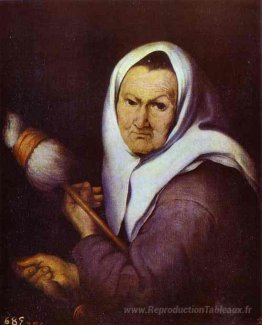 Vieille femme avec distaff