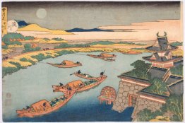 Yodo Gawa de Setssugekka, neige, lune et fleurs