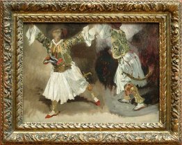 Deux guerriers grecs dansent (costumes d'étude Souiotes)